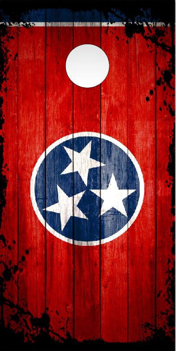 Tennessee Flag Orange Wood Cornhole Wrap Bag Toss Skin Decal Sticker Wraps