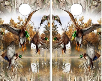 Mallard Duck  Buck Camo Cornhole Wrap Bag Toss Decal  Skin Sticker Wraps Laminated or Non Laminated
