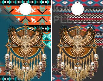 Stickers autocollants autocollants décoratifs hibou aztèque, pellicules de protection plastifiées ou non