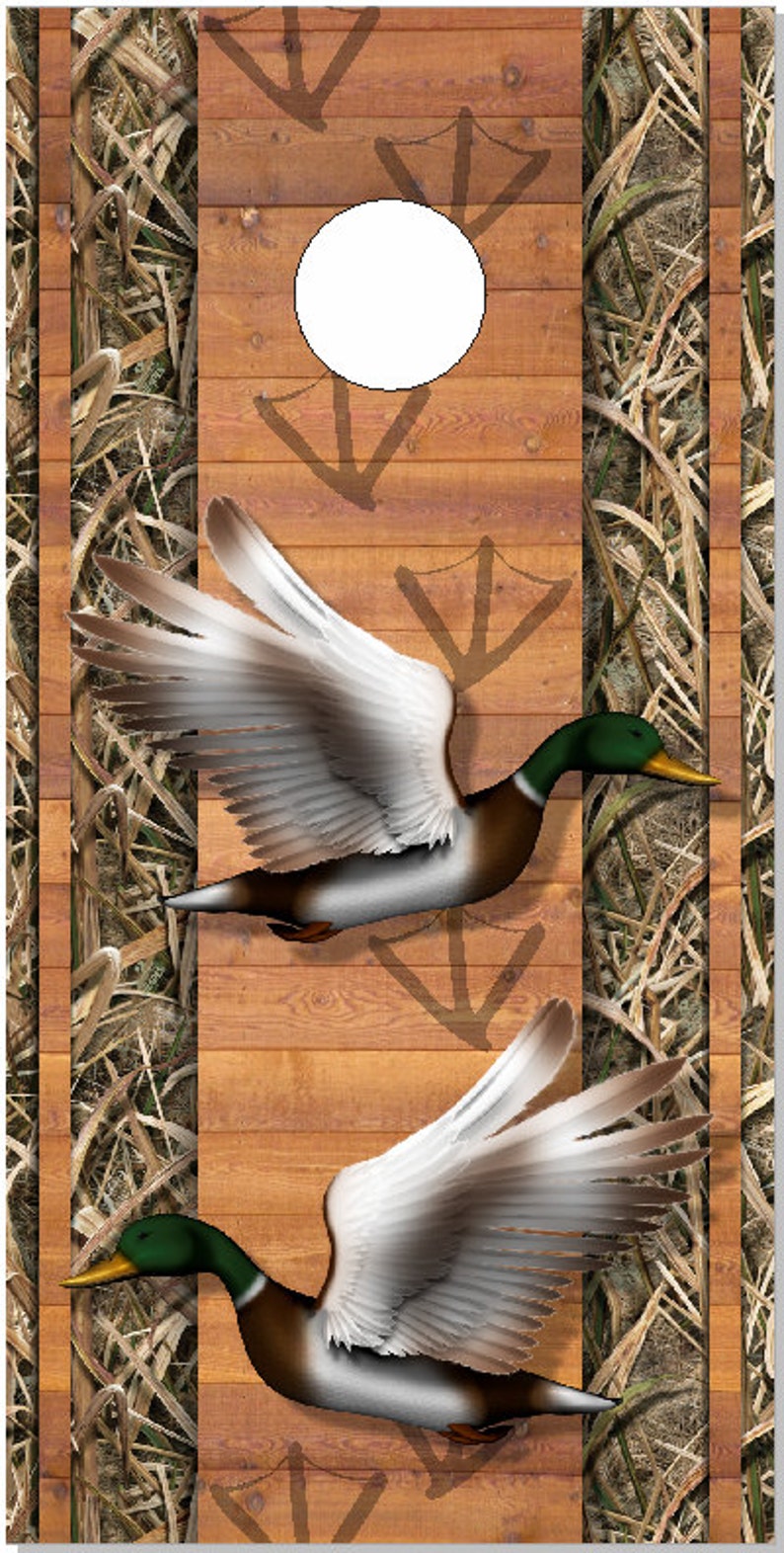 Duck Hunting Wood Plank Camo LAMINATED Cornhole Wrap Bag Toss Decal Baggo Skin Sticker Wraps