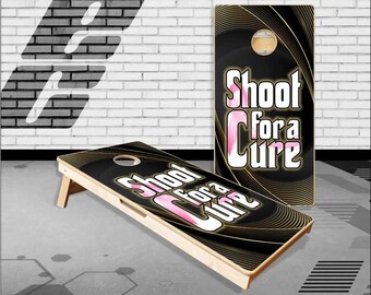 Jeu de lancer de sacs en cornhole avec ruban rose Shoot for A Cure