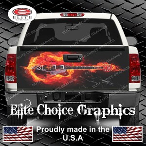 Guitar On Fire Truck Tailgate Wrap Vinyl Graphic Decal Sticker Wrap