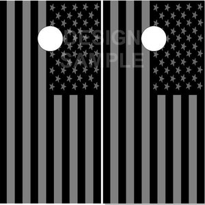 Grey Black American Flag Flat Cornhole Wrap Bag Toss Decal  Skin Sticker Wraps Laminated or Non Laminated