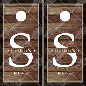 Wood Letter 2 Tone Cornhole Wrap Bag Toss Decal  Skin Sticker Wraps Laminated or Non Laminated