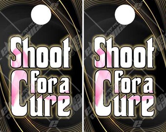 Shoot For A Cure Ruban rose Cornhole Wrap Bag Toss Decal Sticker Skin Wraps plastifié ou non plastifié