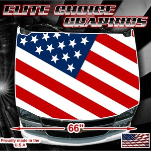 American Flag Flat Vinyl Hood Wrap Bonnet Decal Sticker Graphic Universal Fit