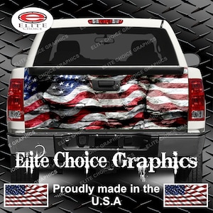 American Flag Rocks Truck Tailgate Wrap Vinyl Graphic Decal Sticker Wrap