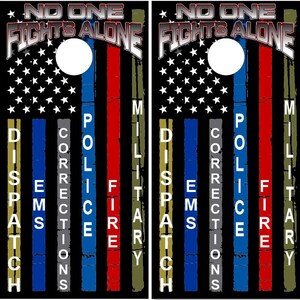 First Responders Stripe Flag Cornhole TOPS UV Direct Print (Tops Only)