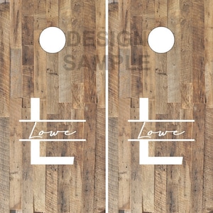 Last Name Wood Letter Cornhole Wrap Bag Toss Decal  Skin Sticker Wraps Laminated or Non Laminated