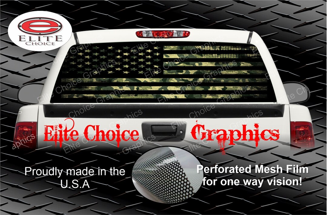 Army Green Camo Flag Rear Window Graphic Tint Decal Sticker Truck SUV ...