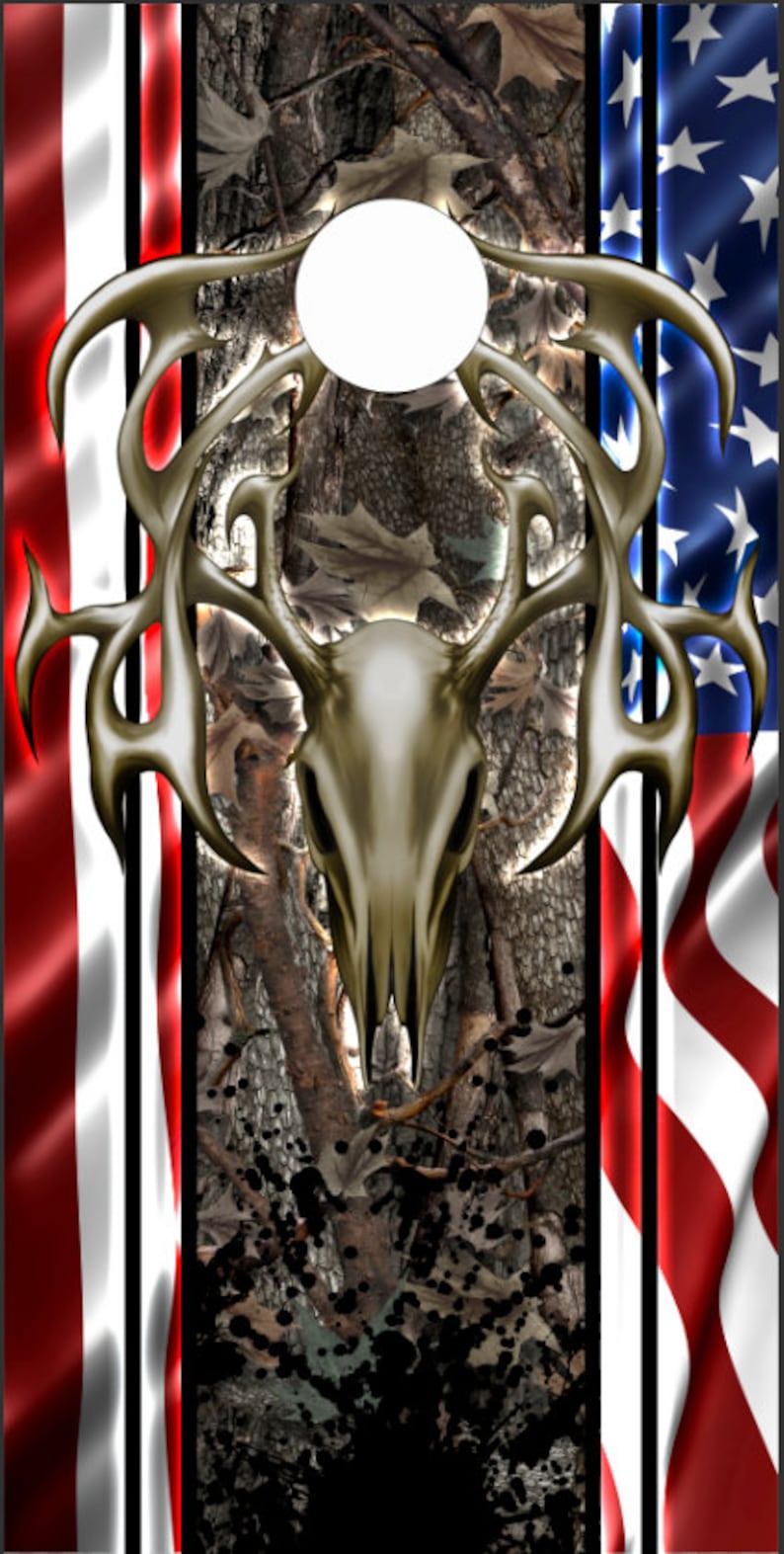 American Flag Camo Deer Skull Cornhole Wrap Bag Toss Decal ...