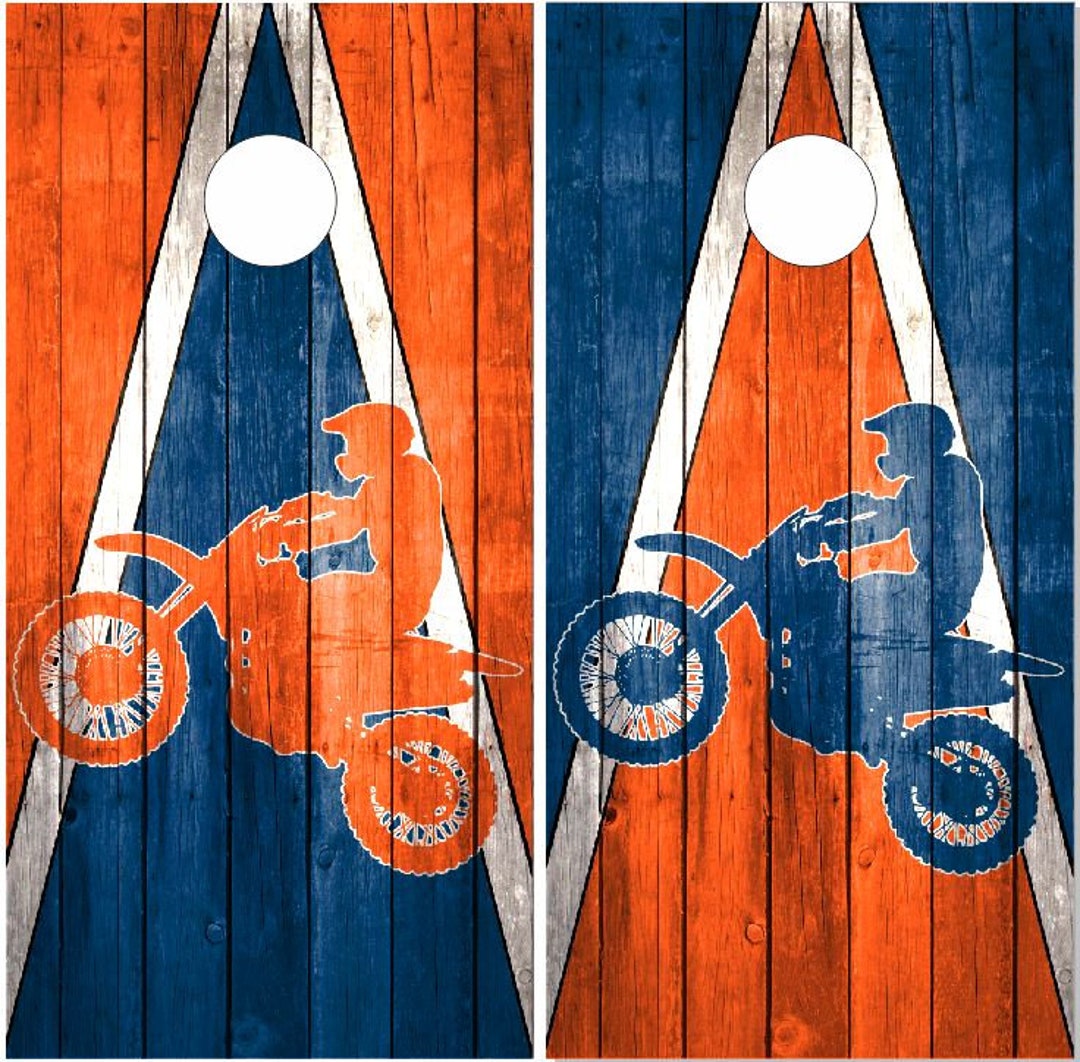 Dirt Bike Triangle Wood Cornhole Wrap Bag Toss Decal Skin Sticker Wraps ...