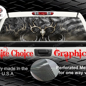 American Deer Buck Skull Flag Rear Window Graphic Tint Decal Sticker Truck SUV Van Car