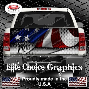 American Flag Metal Truck Tailgate Wrap Vinyl Graphic Decal Sticker Wrap