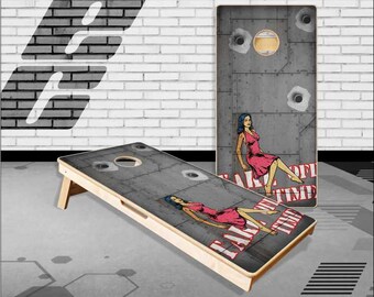Take off Time Pin up Cornhole Boards Jeu de lancer de sacs avec sacs