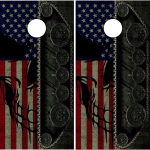 Tank Skull Cornhole Wrap Bag Toss Decal  Skin Sticker Wraps Laminated or Non Laminated