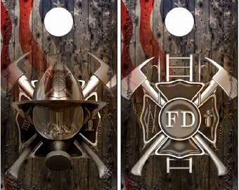 Firefighter Ghost Cross Mask Flag Wood Cornhole Wrap Bag Toss Decal  Skin Sticker Wraps LAMINATED  or NON LAMINATED