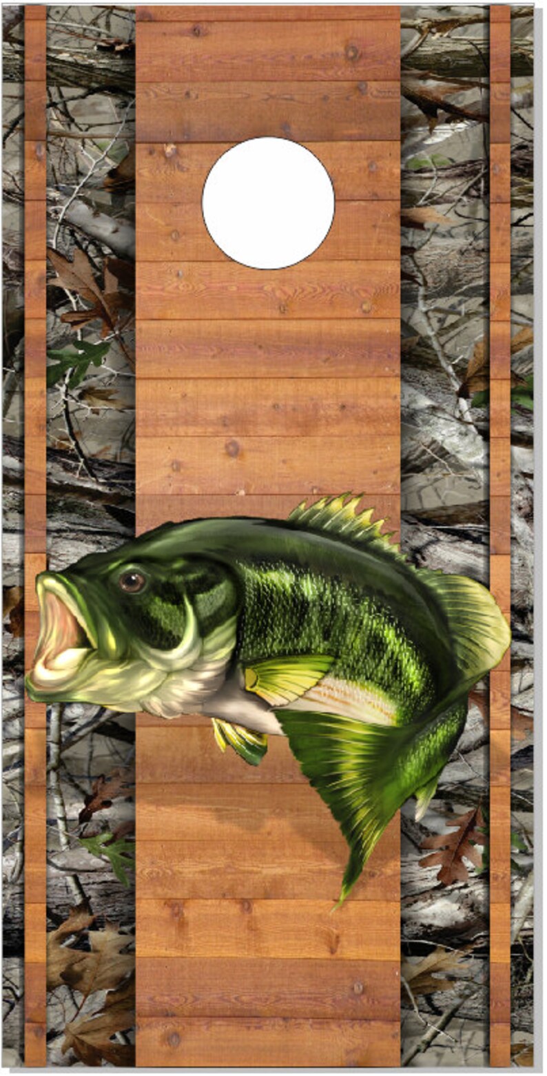 Bass Wood Planks Camo Cornhole Wrap Bag Toss Decal Baggo Skin Sticker Wraps