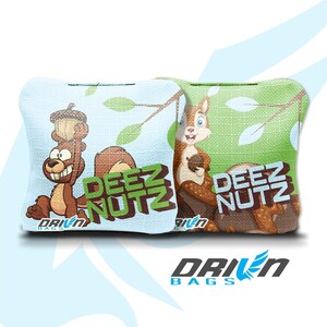 Deez Nuts Squirrel "Stick & Slick" Cornhole Bags - Tournament Style, Resin Filled FREE SHIPPING  (set of 8)
