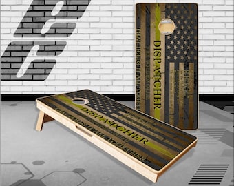 Gold Line Dispatcher Flag Cornhole Boards Jeu de lancer de sac avec des sacs