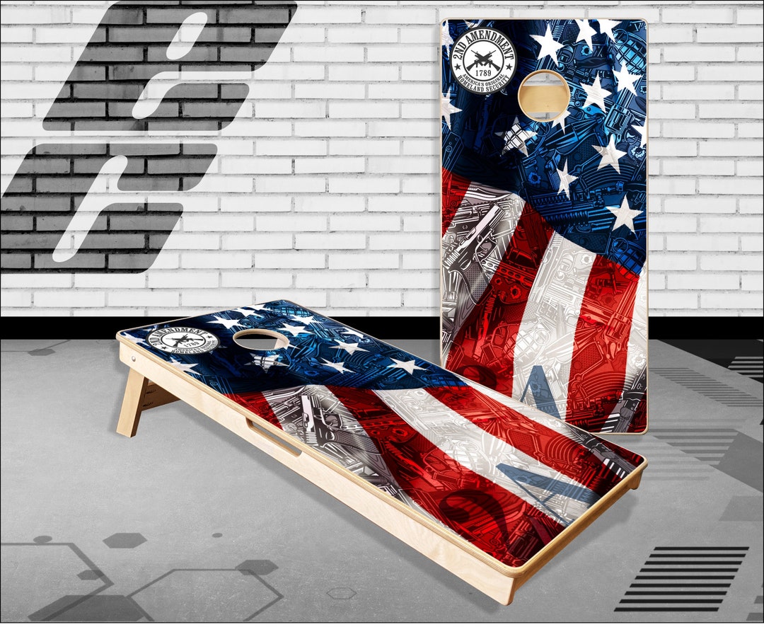 American Flag Guns 2A Cornhole Boards Bag Toss Game With Bags - Etsy ...