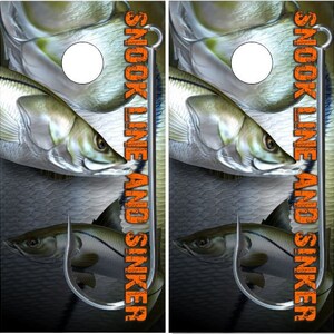 Fish Snook Line and Sinker Cornhole TOPS UV Direct Print (Tops Only)