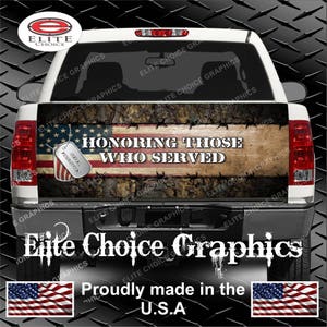 Wicked Wire Honor Vets Camo Flag Truck Tailgate Wrap Vinyl Graphic Decal Sticker Wrap