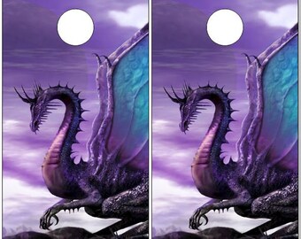 Purple Dragon Cornhole Wrap Bag Toss Decal  Skin Sticker Wraps Laminated or Non Laminated