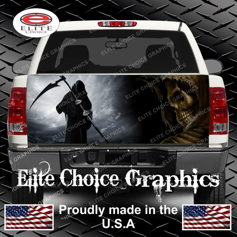 FLAMING SKULLS Tailgate Graphic Decal Sticker Truck Pickup tailgate Wrap vinyl