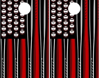 Baseball American Flag Cornhole Wrap Bag Toss Decal  Skin Sticker Wraps Laminated or Non Laminated