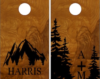 Family Name Trees Burl Cornhole Wrap Bag Toss Decal  Skin Sticker Wraps Laminated or Non Laminated