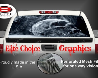 Smoking Skull Rear Window Graphic Tint Decal Sticker Truck SUV Van Car