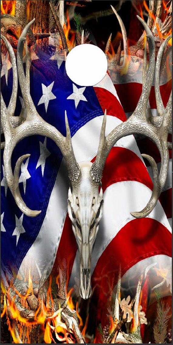 Deer Skull with Camo Cornhole Bag Toss Wrap Set