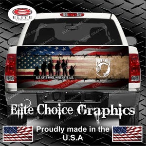 Wicked Wire POW Patriotic Vets Flag Truck Tailgate Wrap Vinyl Graphic Decal Sticker Wrap