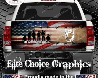 Wicked Wire POW Patriotic Vets Flag Truck Tailgate Wrap Vinyl Graphic Decal Sticker Wrap