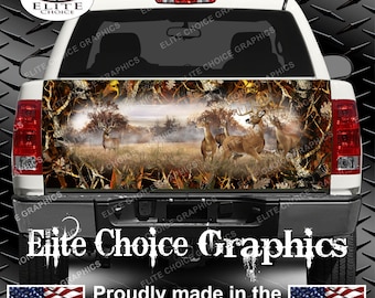 Whitetail Buck Deer Obliteration Skull Blaze Camo Truck Tailgate Wrap Vinyl Graphic Decal Sticker Wrap