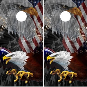 American Eagle Scream Cornhole Wrap Bag Toss Decal  Skin Sticker Wraps Laminated or Non Laminated