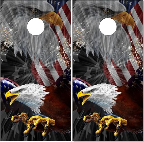 American Flag Eagle Camo Cornhole Wrap Bag Toss Skin Decal Sticker Wraps 