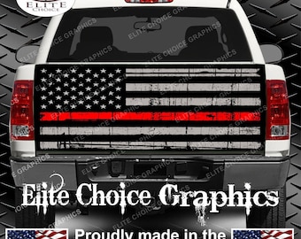 Pompier rouge ligne drapeau camion hayon Wrap vinyle graphique autocollant autocollant Wrap