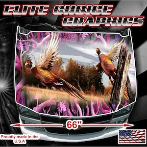 Pheasant Obliteration Pink Camo Vinyl Hood Wrap Bonnet Decal Sticker Graphic Universal Fit