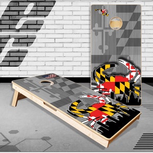 Maryland American Flag Crab wood Cornhole Boards Bag Toss  Game With Bags