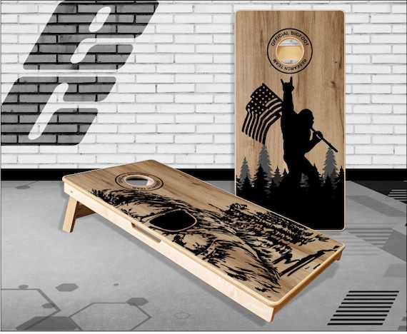 Bigfoot Research Team Wood Cornhole Boards Bag Toss Game With Bags