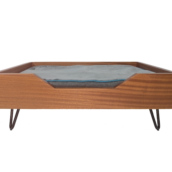 Mid-Century Modern Mahogany Cat and Dog Bed