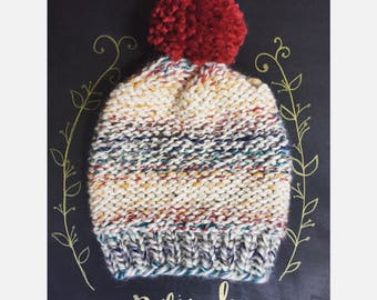 Palisade Pom Knitted Hat in Hudson Bay Stripe