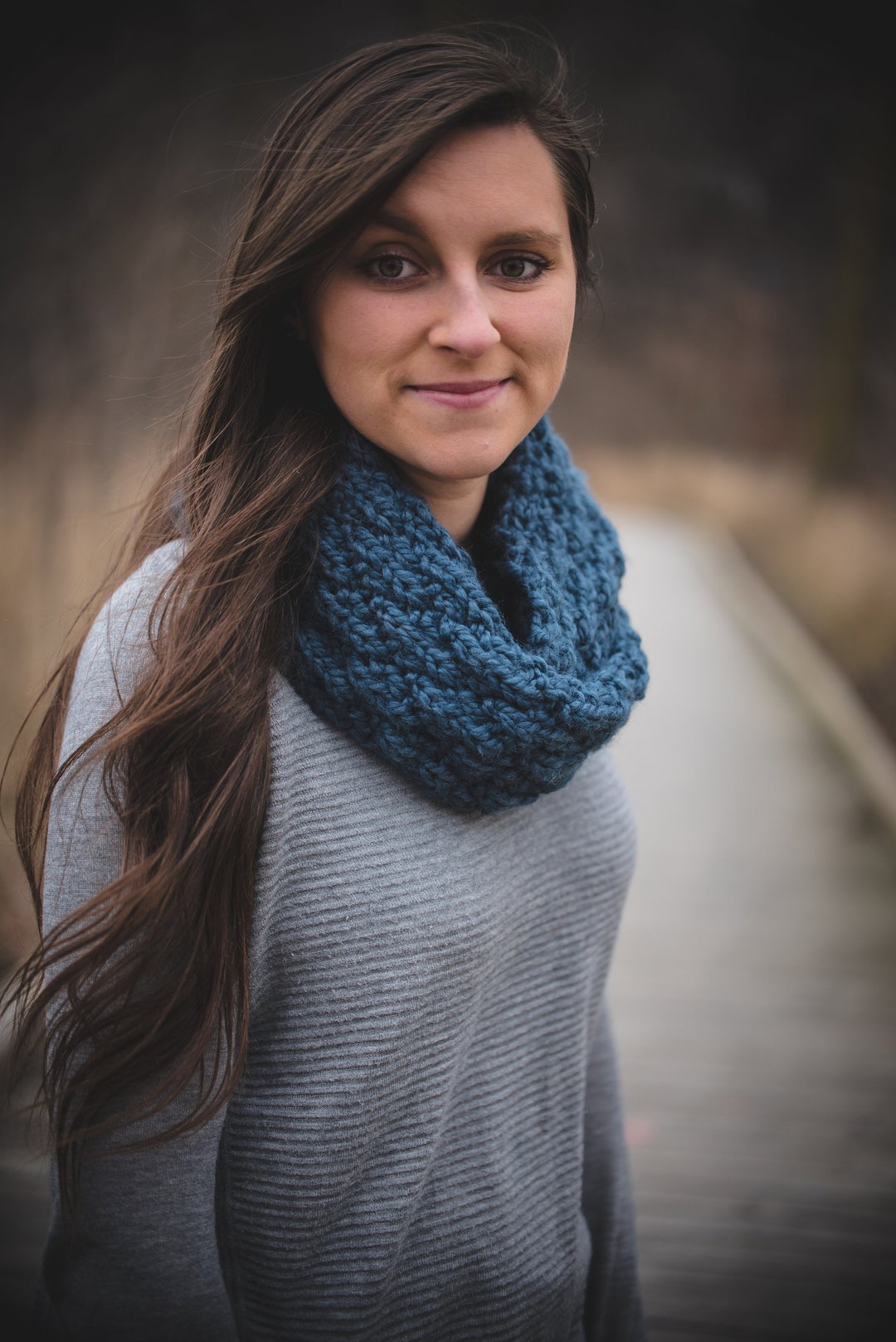 Afton Double Wrap Infinity Scarf in Denim Etsy