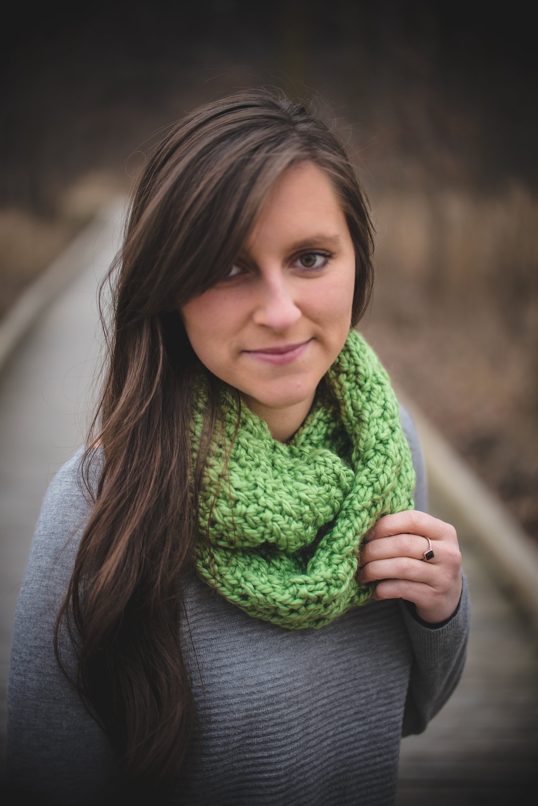 Afton Double Wrap Infinity Scarf in Light Green Etsy