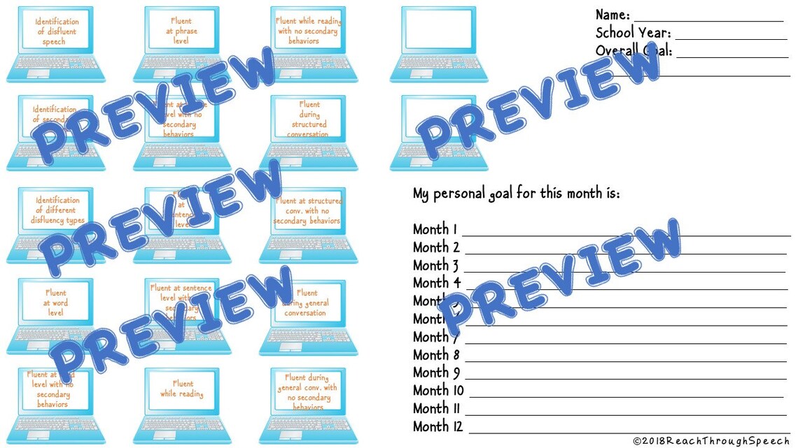 Speech Therapy Fluency Goal Tracking Etsy España