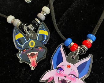 Dripping Maw Umbre Suede Corded Necklace with Abacus or Glass Beads Dark Pkmn Blush Evolution