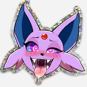 Holo Psychic Eeveelution Sticker: Ahegao Tongue with Heart Eyes