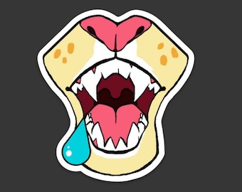 Pink Lion Tongue Teeth Mouth Maw Sticker Drip Drool Sharp Vore
